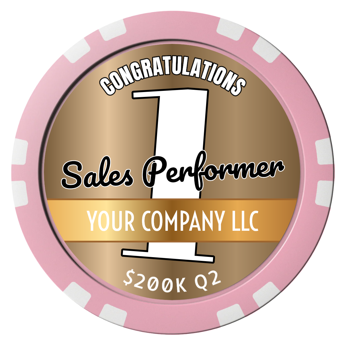 Top Sales Performer Composite Poker Chips - Pink / Double Stripe - Front
