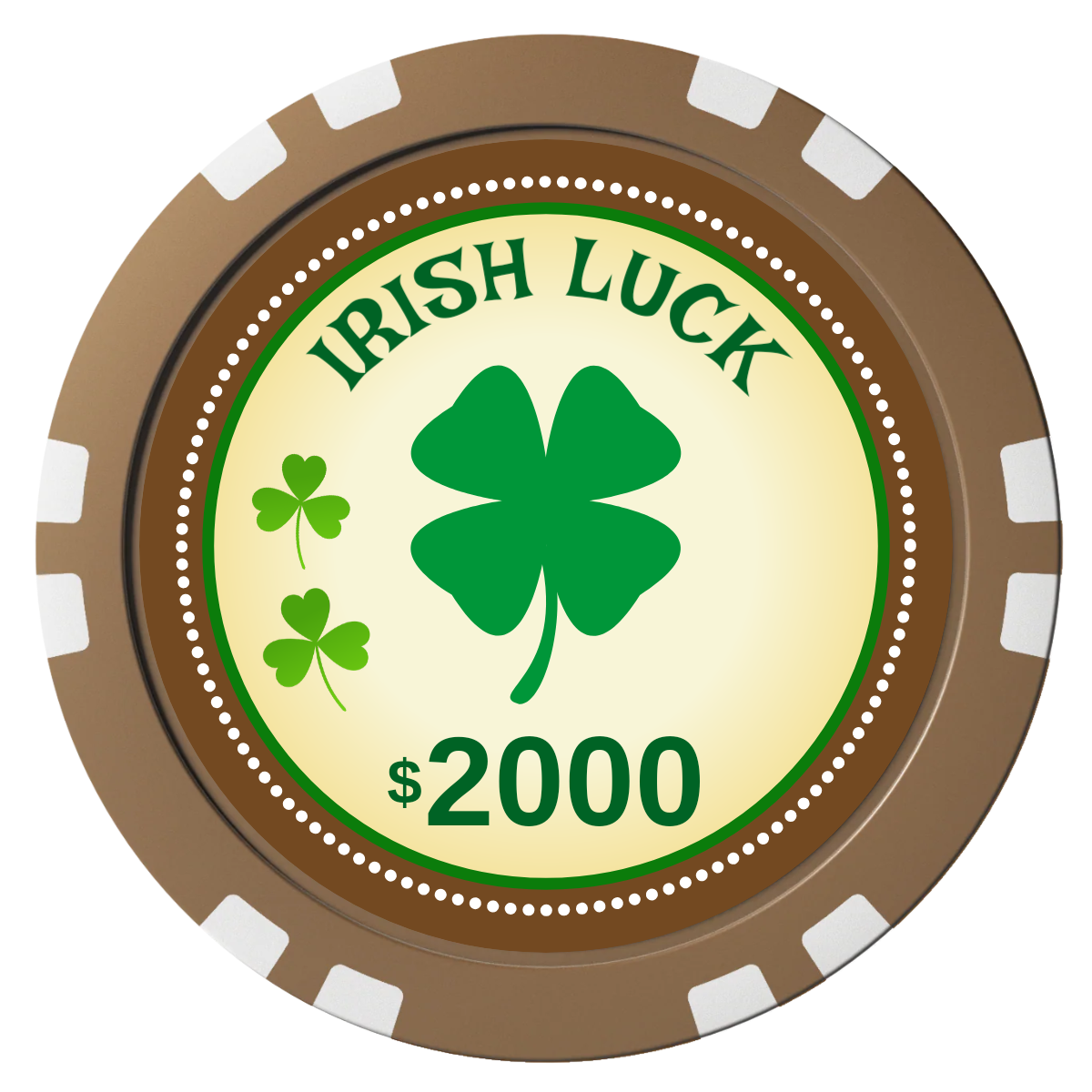 Irish Luck Composite Poker Chips - Brown / Double Stripe - Front