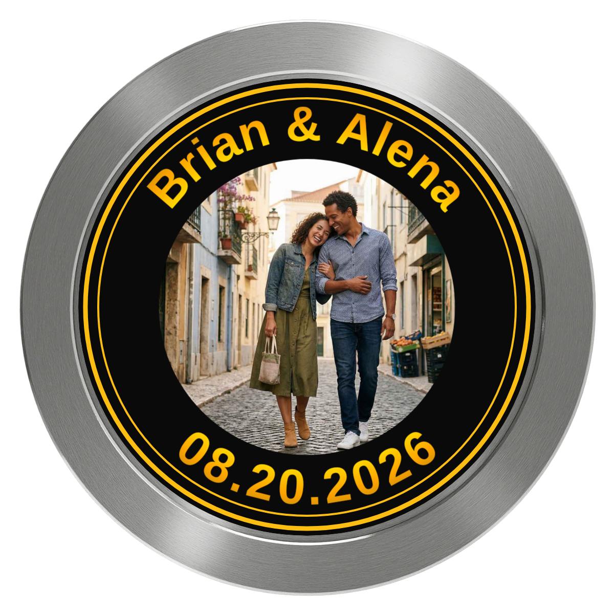 Save the Date Text Aluminum Poker Chips - Silver - Back