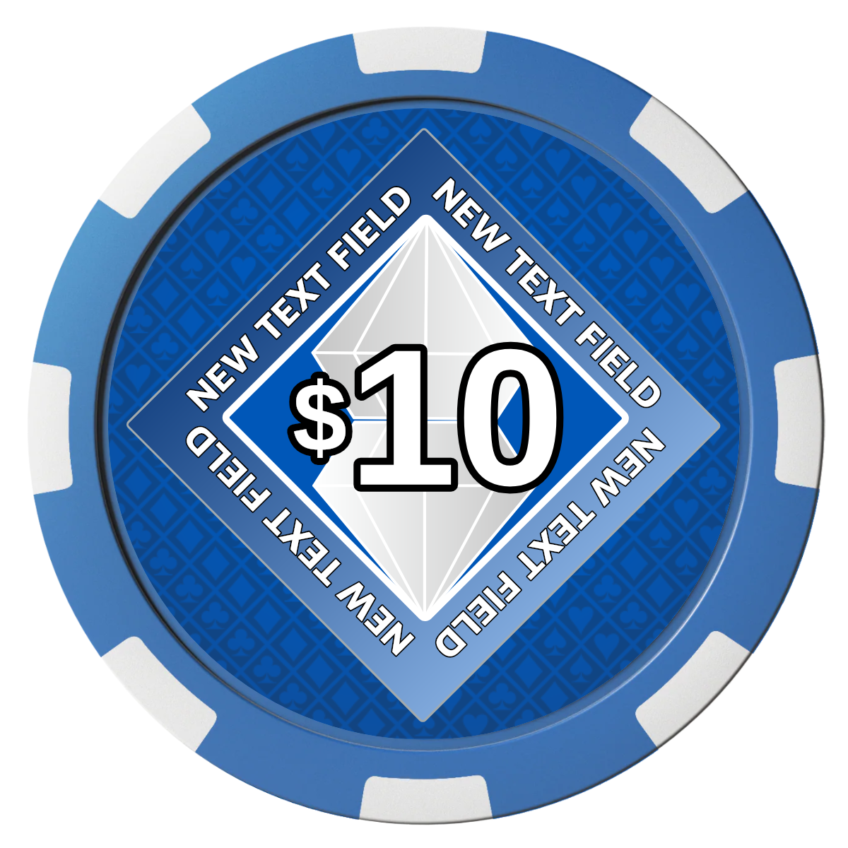 Diamond in the Rough Composite Poker Chips - Blue / 8 Spot - Front