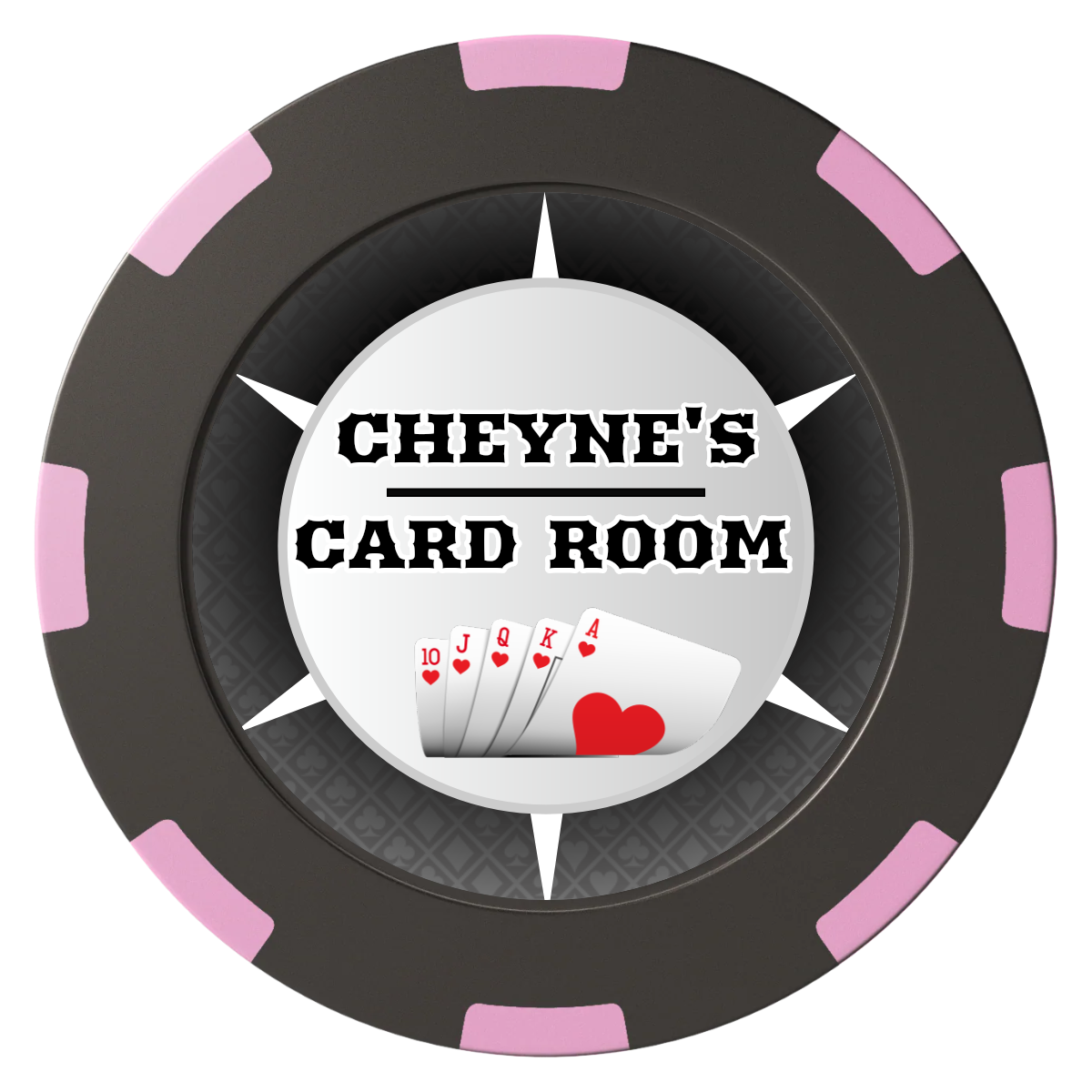 Cheyne's Card Room Clay Poker Chips - Black / 8 Spot (2 Tone) / 40mm - Front