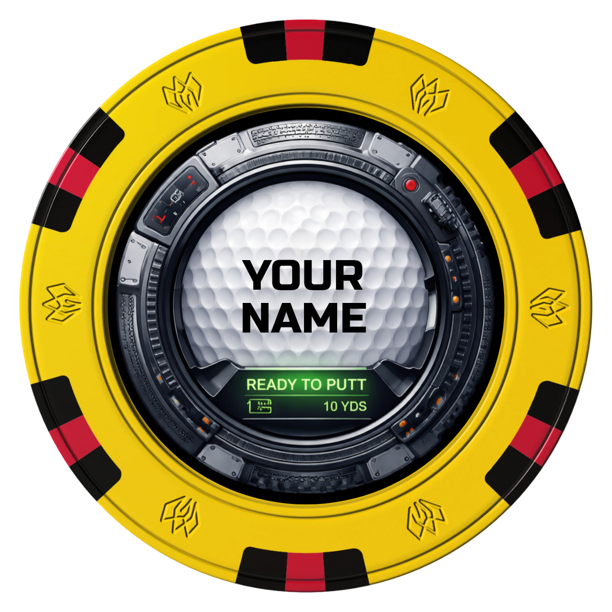 Auto Marked IV Clay Poker Chips - Yellow / 6 Spot Gem / 40mm - Front