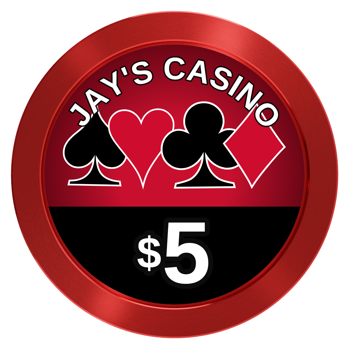 Jay's Casino Aluminum Poker Chips - Red - Front