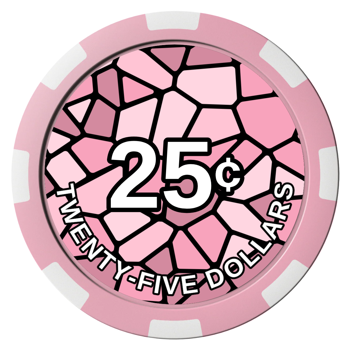 Stained Glass Composite Poker Chips - Pink / 8 Spot - Front