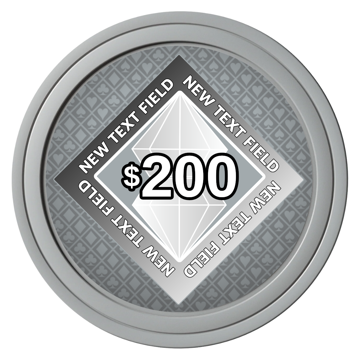 Diamond in the Rough Composite Poker Chips - Gray / Solid - Front