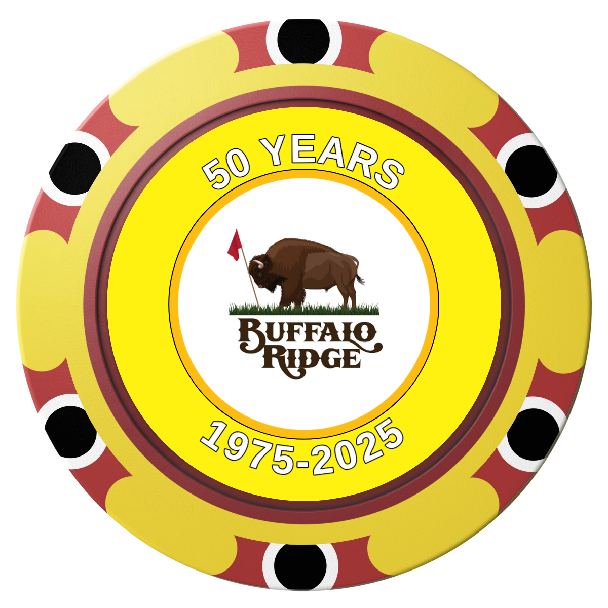 Branded Golf Pro Shop Clay Poker Chips - Yellow / Monte Carlo / 40mm - Front