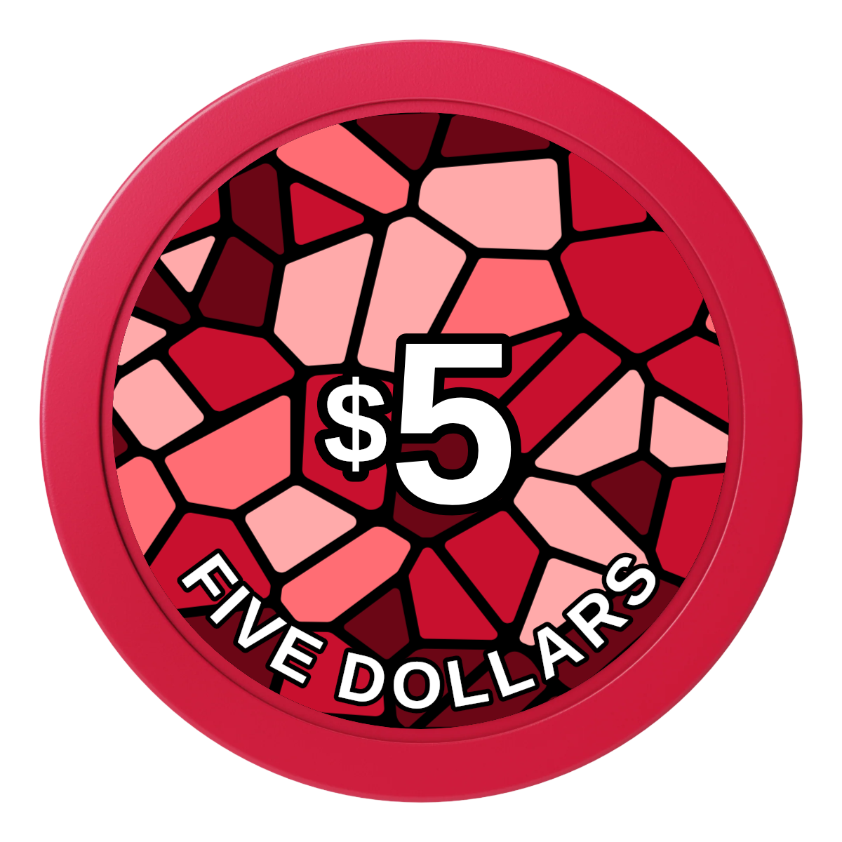 Stained Glass 2" Oversized Poker Chips - Red - Front