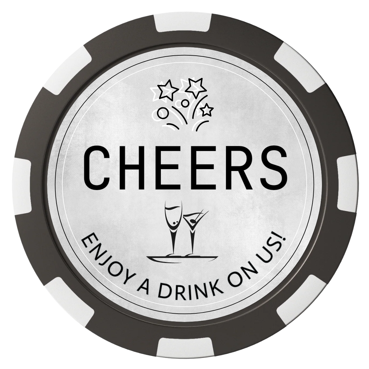 Chique Wedding Token Composite Poker Chips - Black / 8 Spot - Front