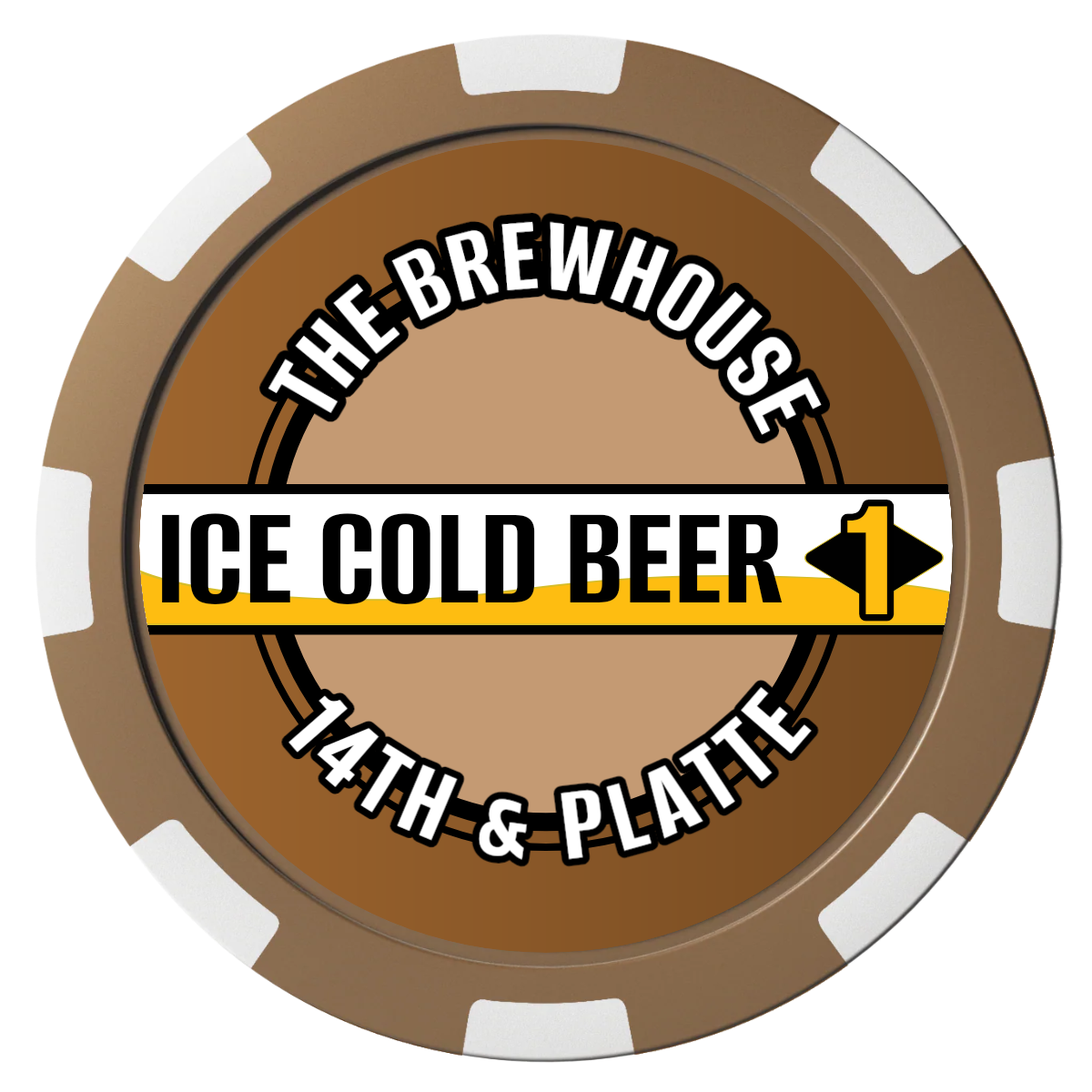 Ice Cold Beer Drink Token Composite Poker Chips - Brown / 8 Spot - Front