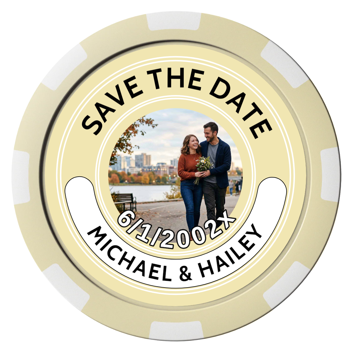 Save the Date Photo QR Code Composite Poker Chips - Ivory / 8 Spot - Front