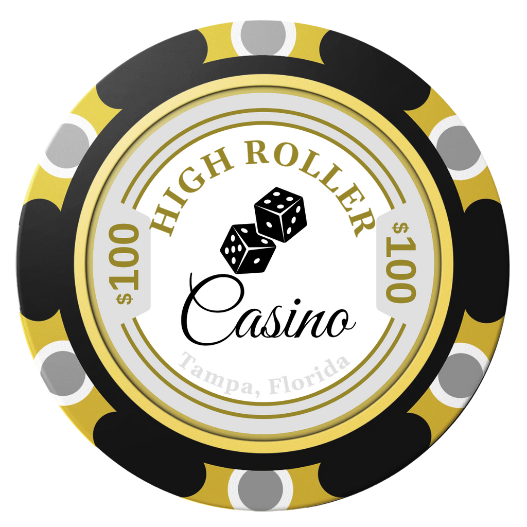 High Roller Casino Clay Poker Chips - Black / Monte Carlo / 40mm - Back