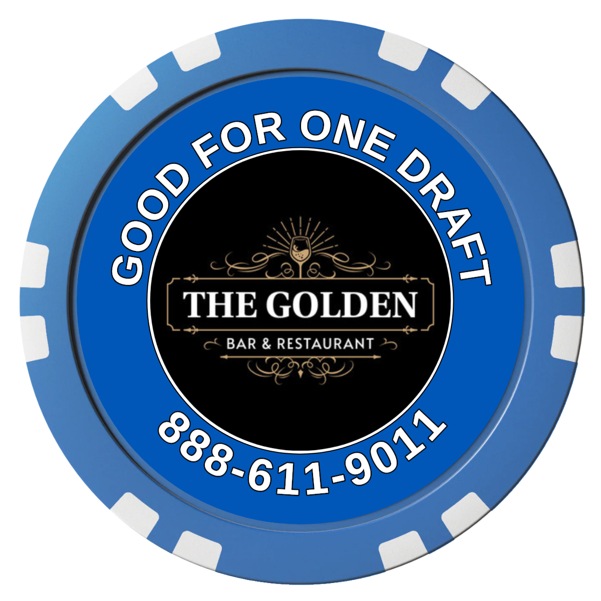 Branded Logo Bar Drink Token Composite Poker Chips - Blue / Double Stripe - Front