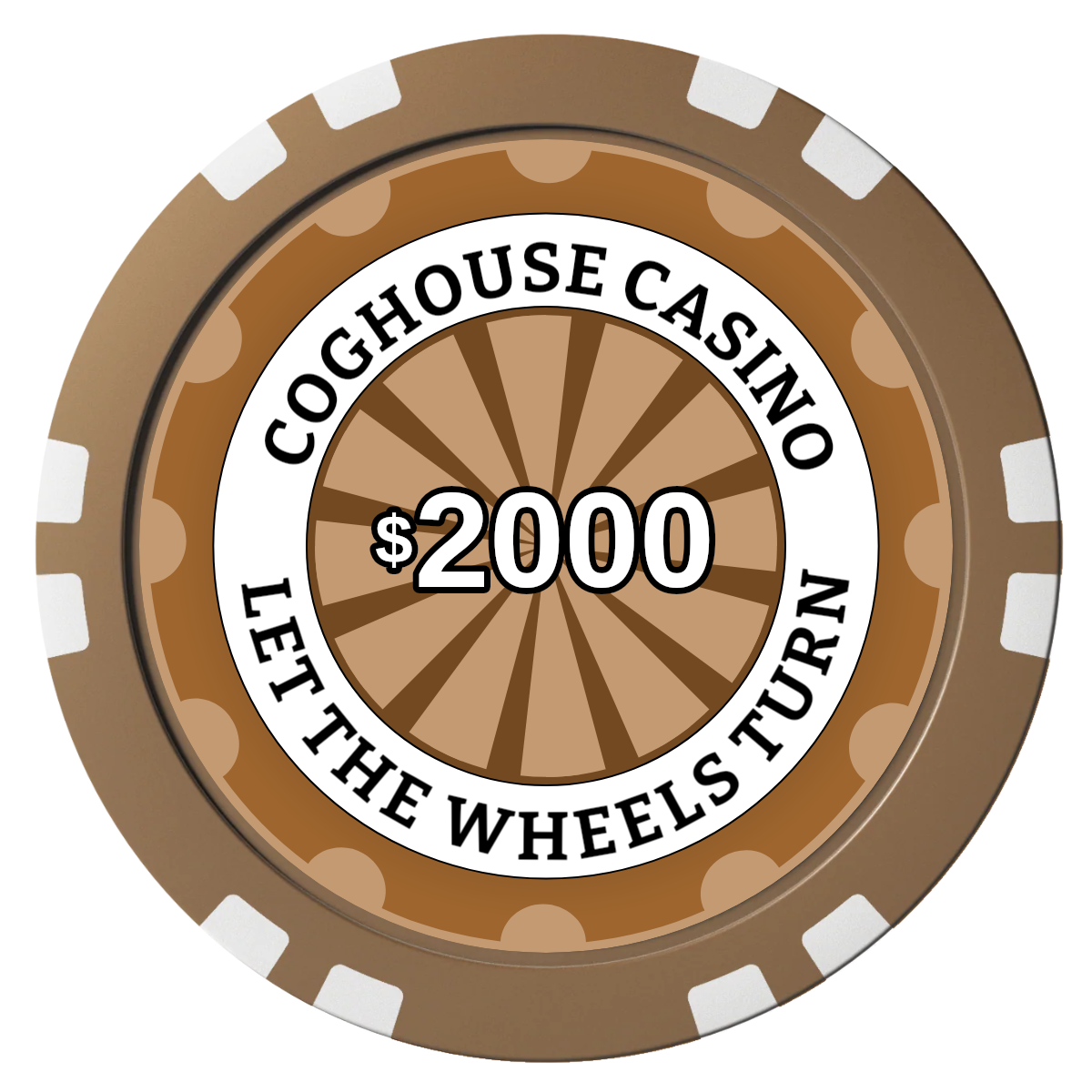 Cog House Composite Poker Chips - Brown / Double Stripe - Front