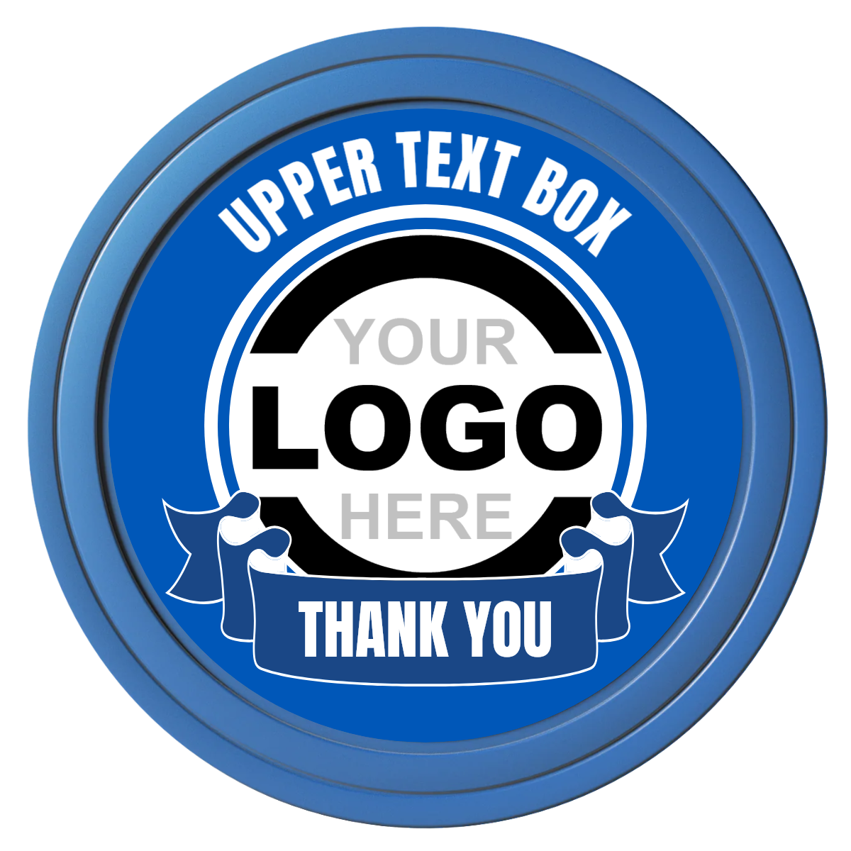 Lower Banner Composite Poker Chips - Blue / Solid - Front