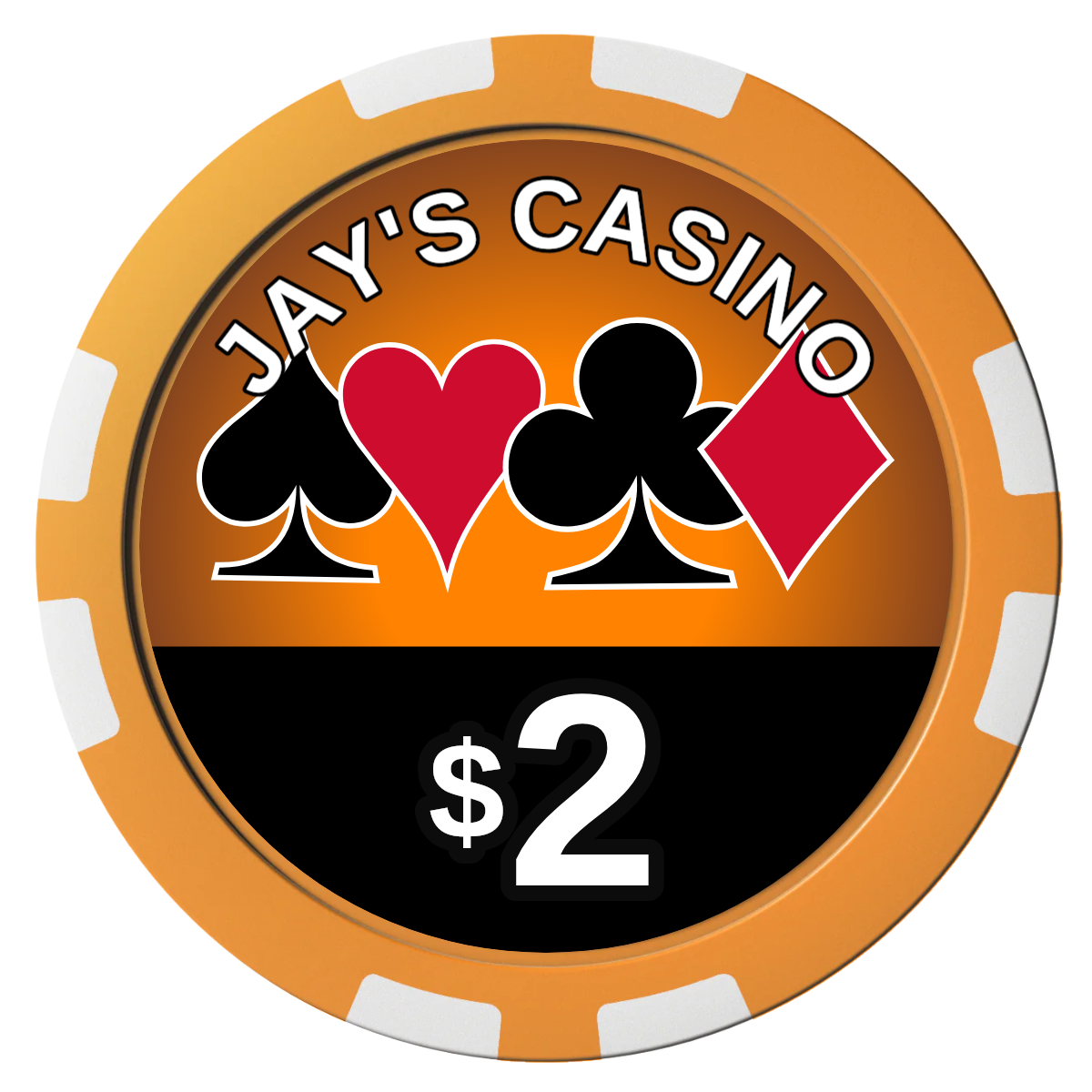Jay's Casino Composite Poker Chips - Orange / 8 Stripe - Front