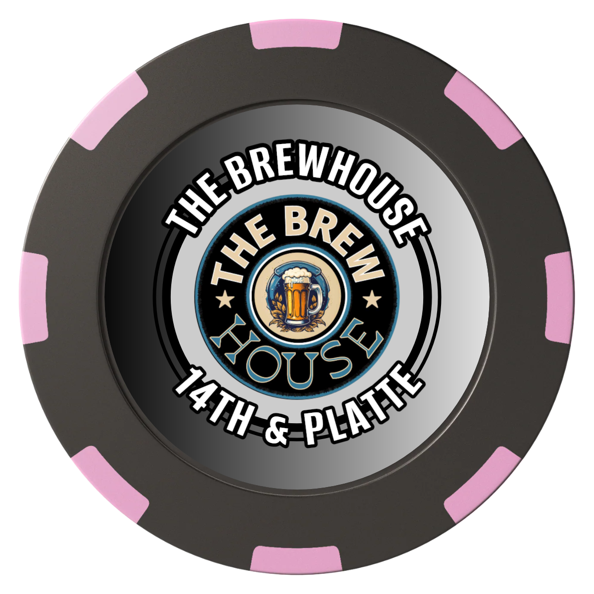 Ice Cold Beer Drink Token Clay Poker Chips - Black / 8 Spot (2 Tone) / 40mm - Back