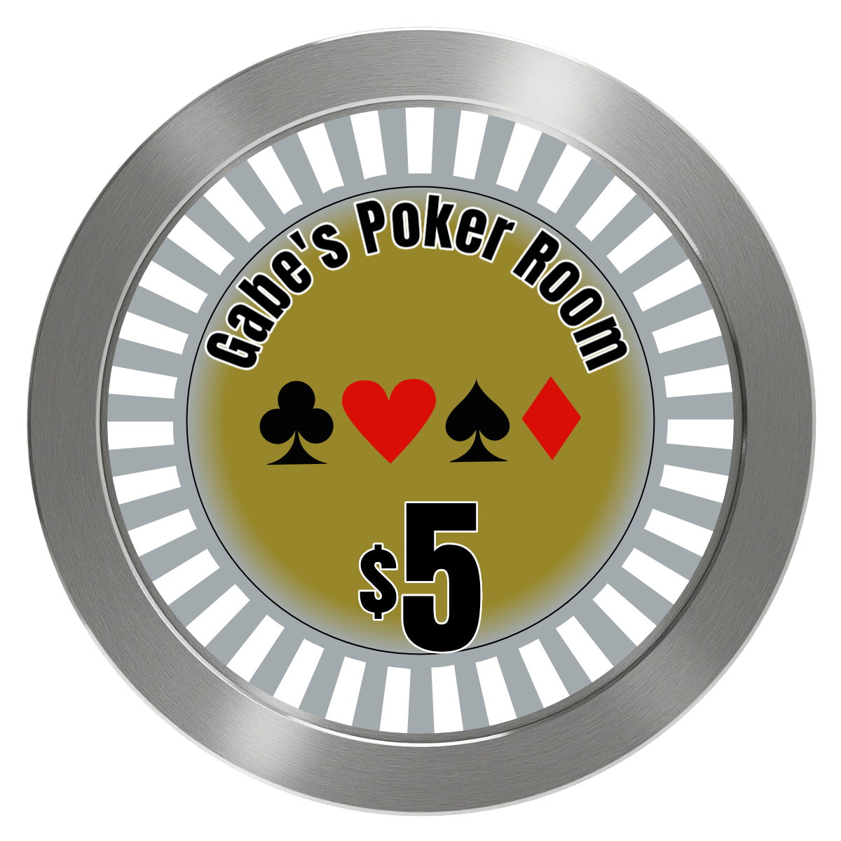 Gabe's Poker Room Aluminum Poker Chips - Silver - Front