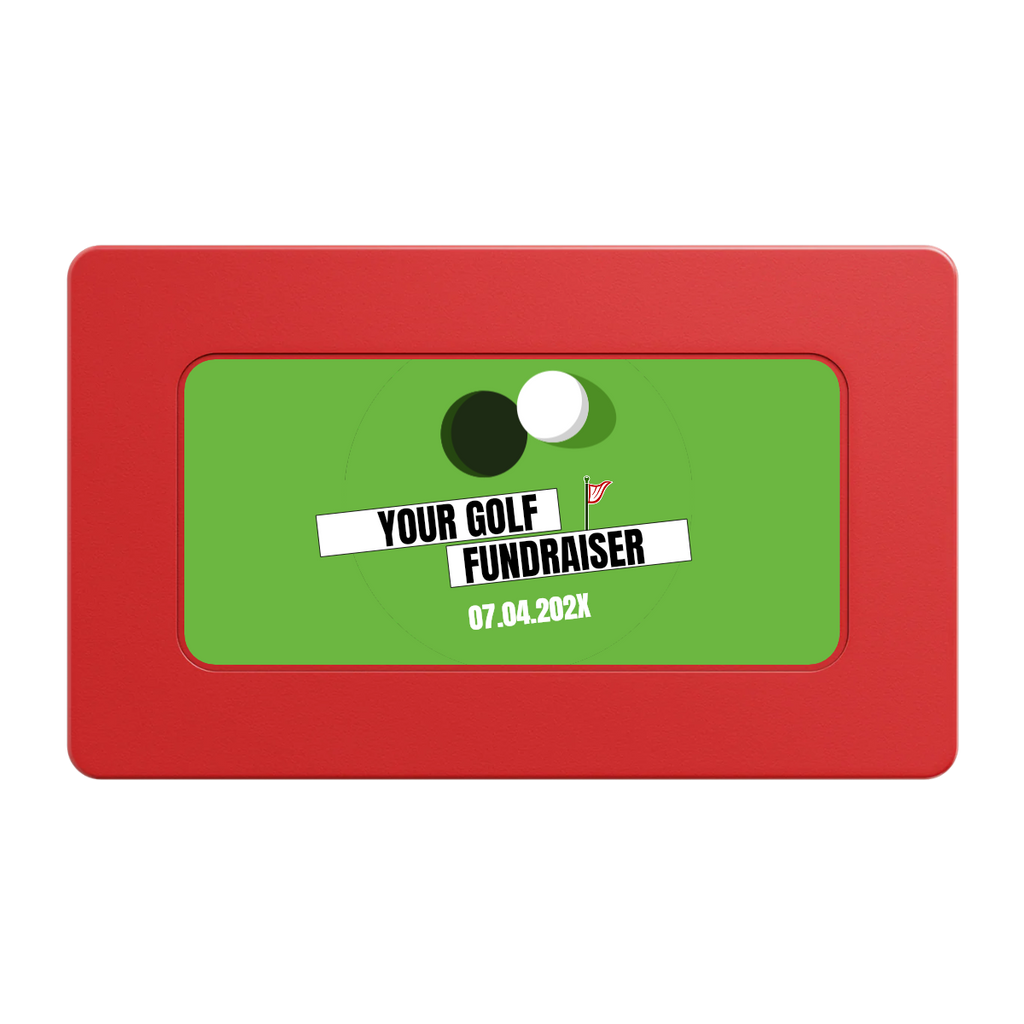 Putting Around Tournament Rectangular Poker Chip Plaques - Red - Front