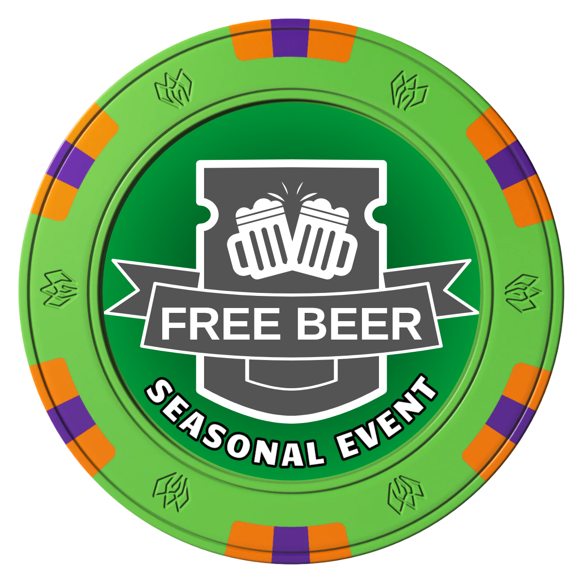 Craft Beer #001 Clay Poker Chips - Green / 6 Spot Gem / 40mm - Front