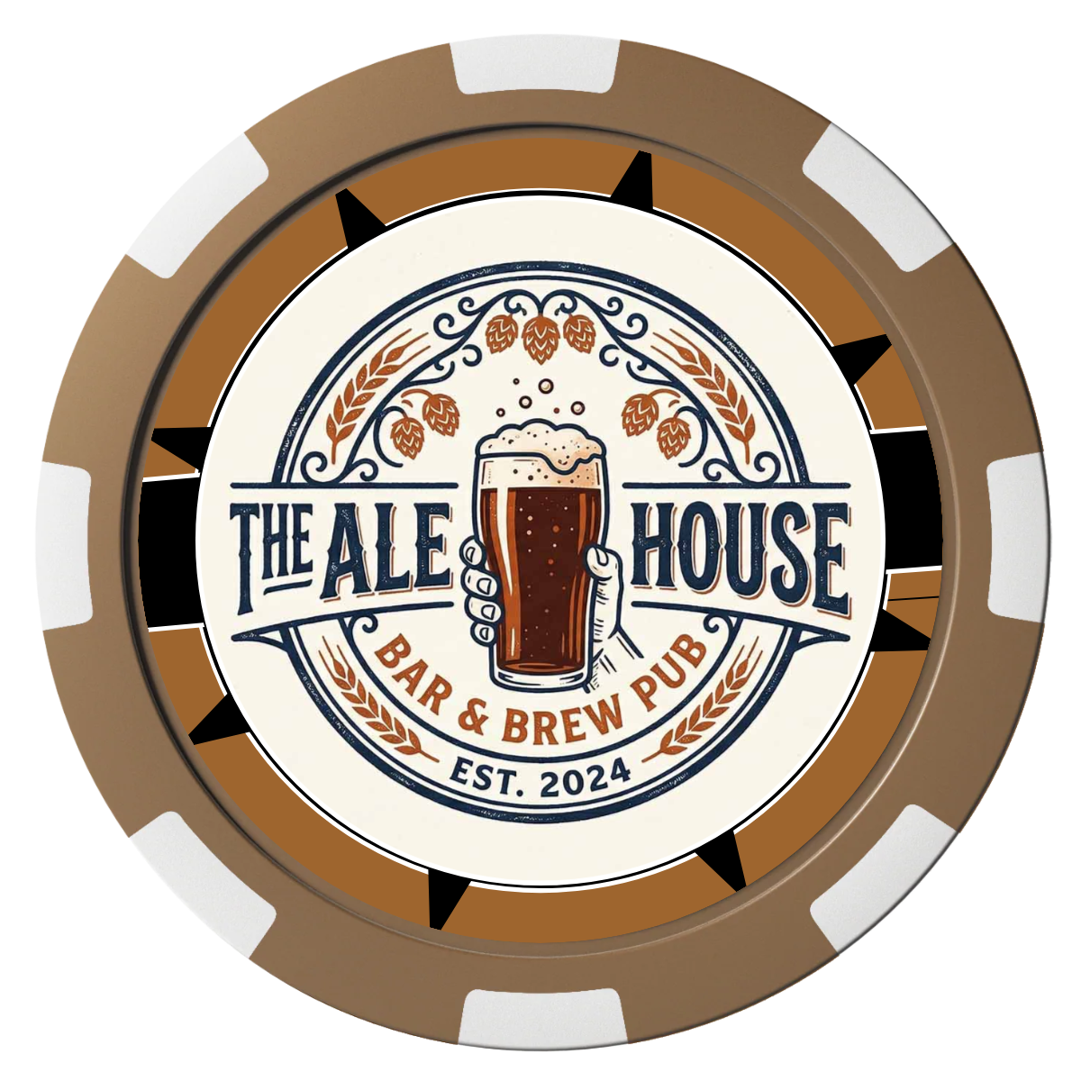 Free Beer Drink Composite Poker Chips - Brown / 8 Spot - Back