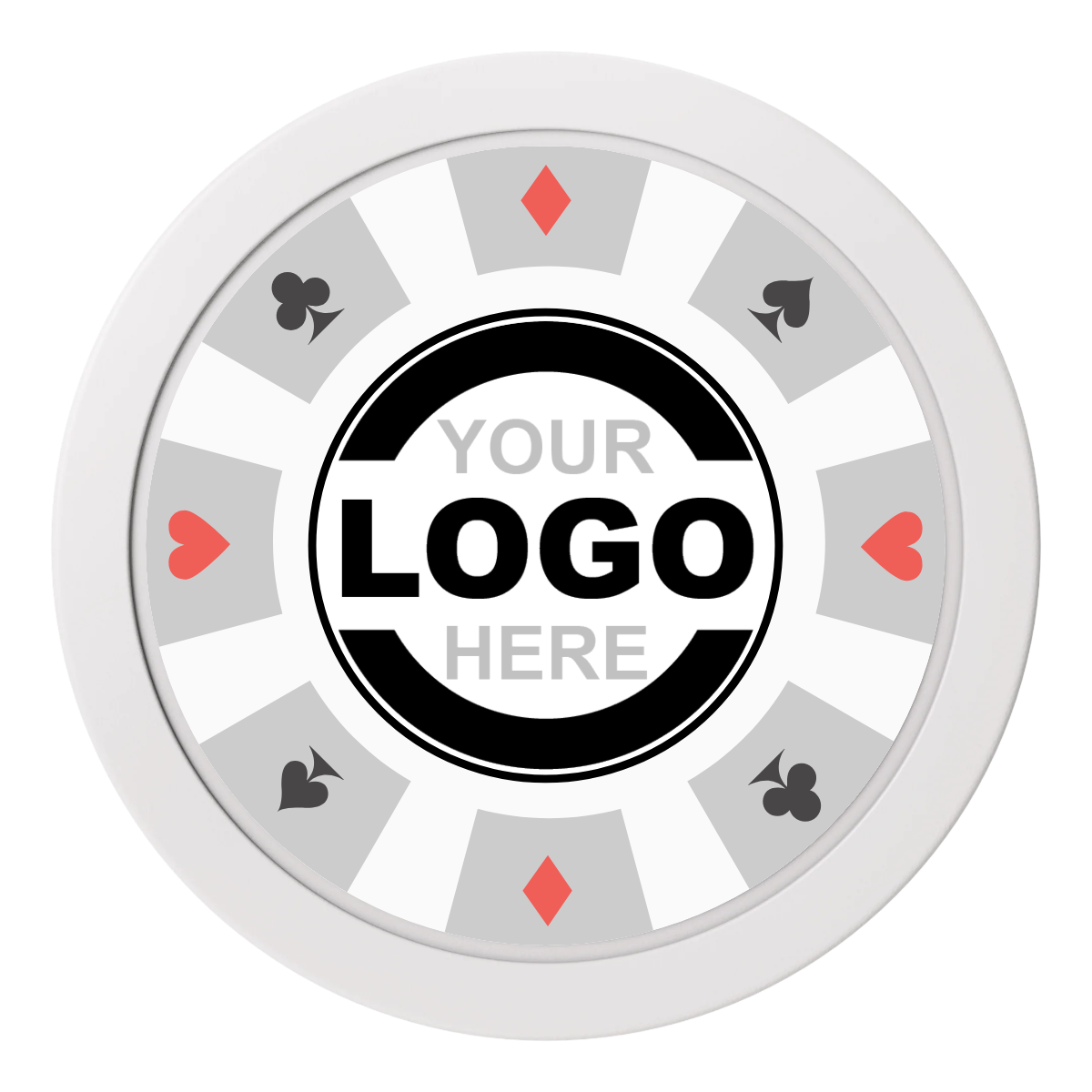 Suit 8 Your Logo 2" Oversized Poker Chips - White - Front