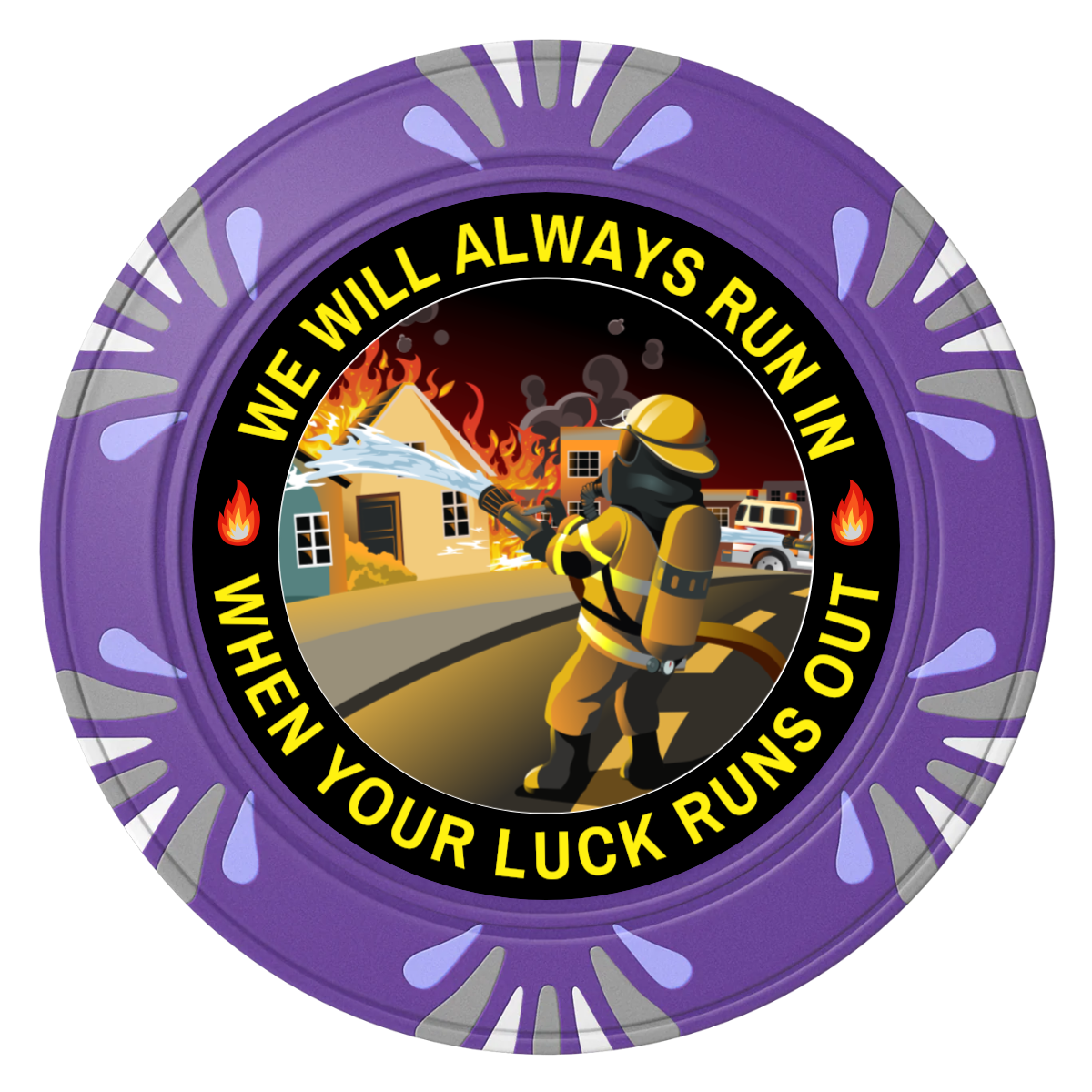 Firefighter Maltese Cross Clay Poker Chips - Purple / Macau / 40mm - Front