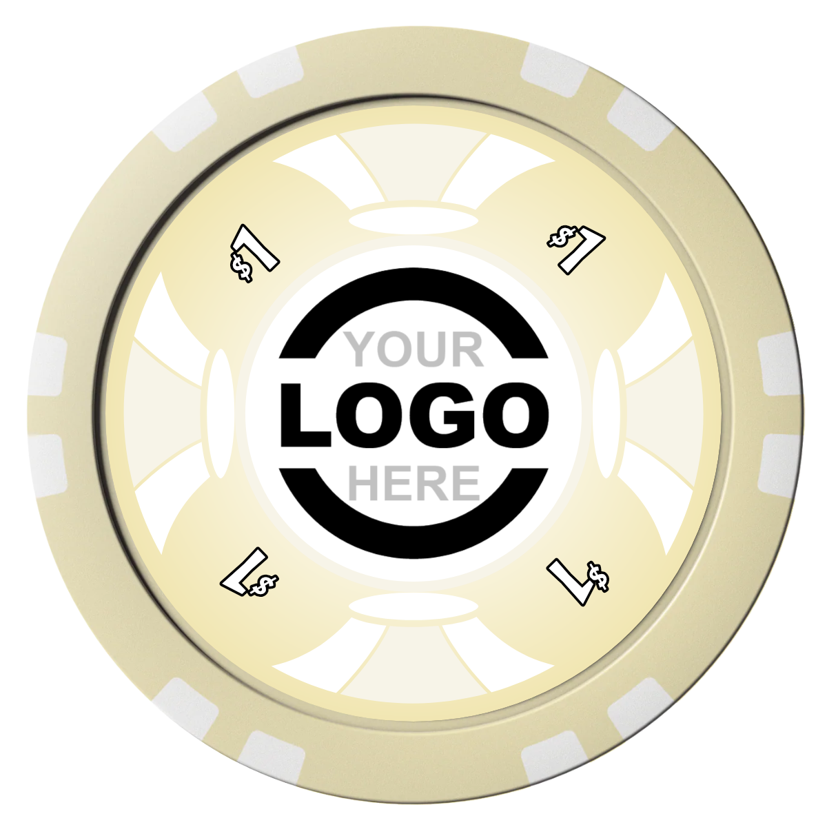 Alan Baker 4-2S A Composite Poker Chips - Ivory / Double Stripe - Front