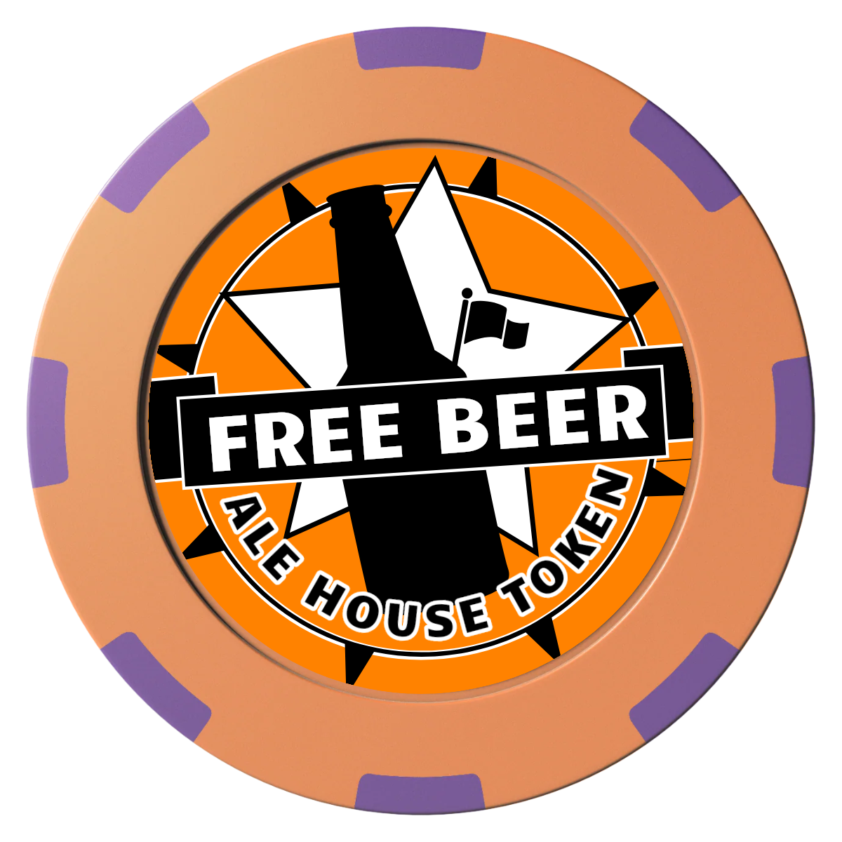 Free Beer Drink Clay Poker Chips - Orange / 8 Spot (2 Tone) / 40mm - Front
