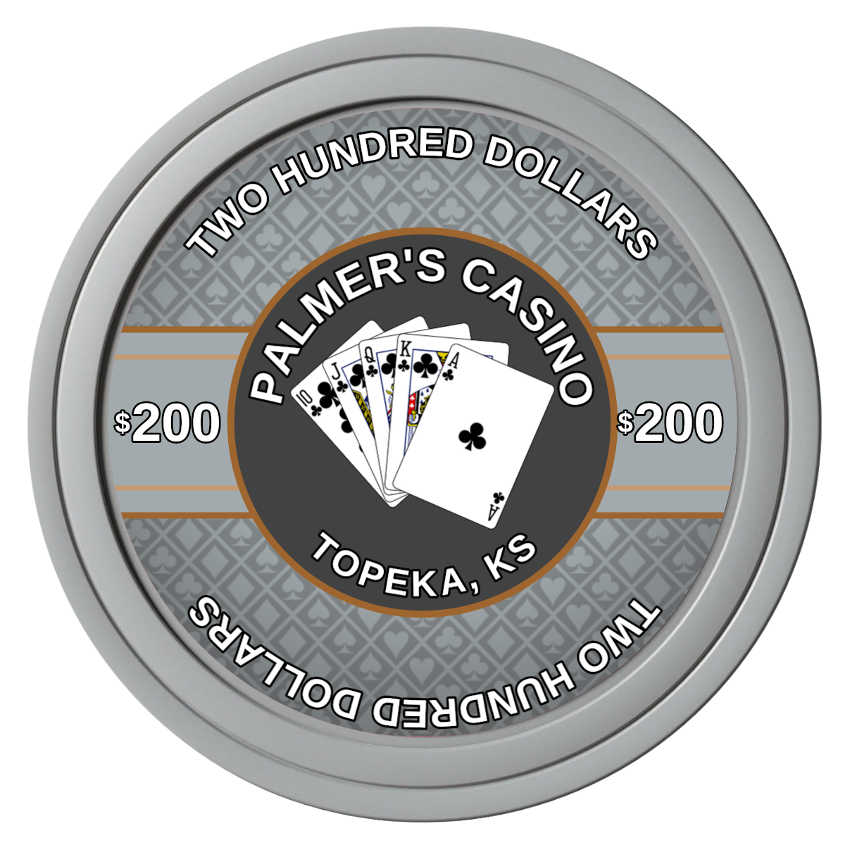 Palmer's Casino Composite Poker Chips - Gray / Solid - Front