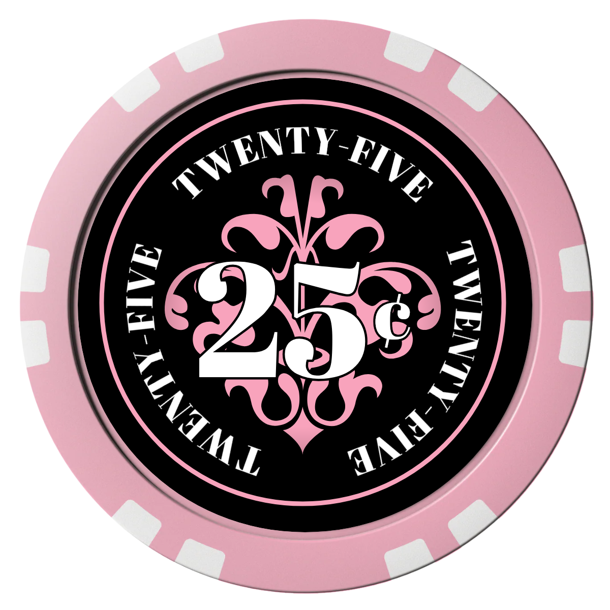 Gothic Revival Composite Poker Chips - Pink / Double Stripe - Front