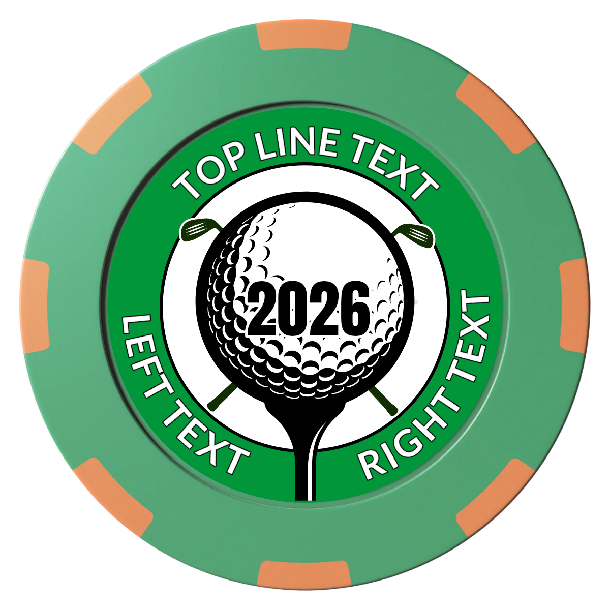 Tee it up Clay Poker Chips - Green / 8 Spot (2 Tone) / 40mm - Back