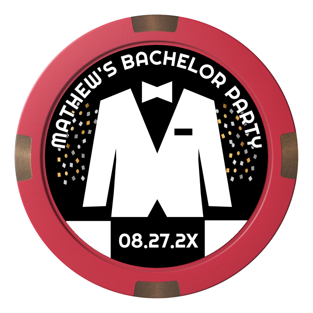 Bachelor No More Bowtie Composite & Metal Hybrid Poker Chips - Red - Back