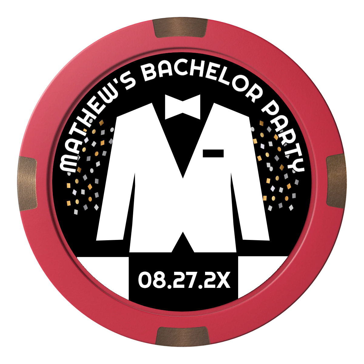 Bachelor No More Bowtie Composite & Metal Hybrid Poker Chips - Red - Back