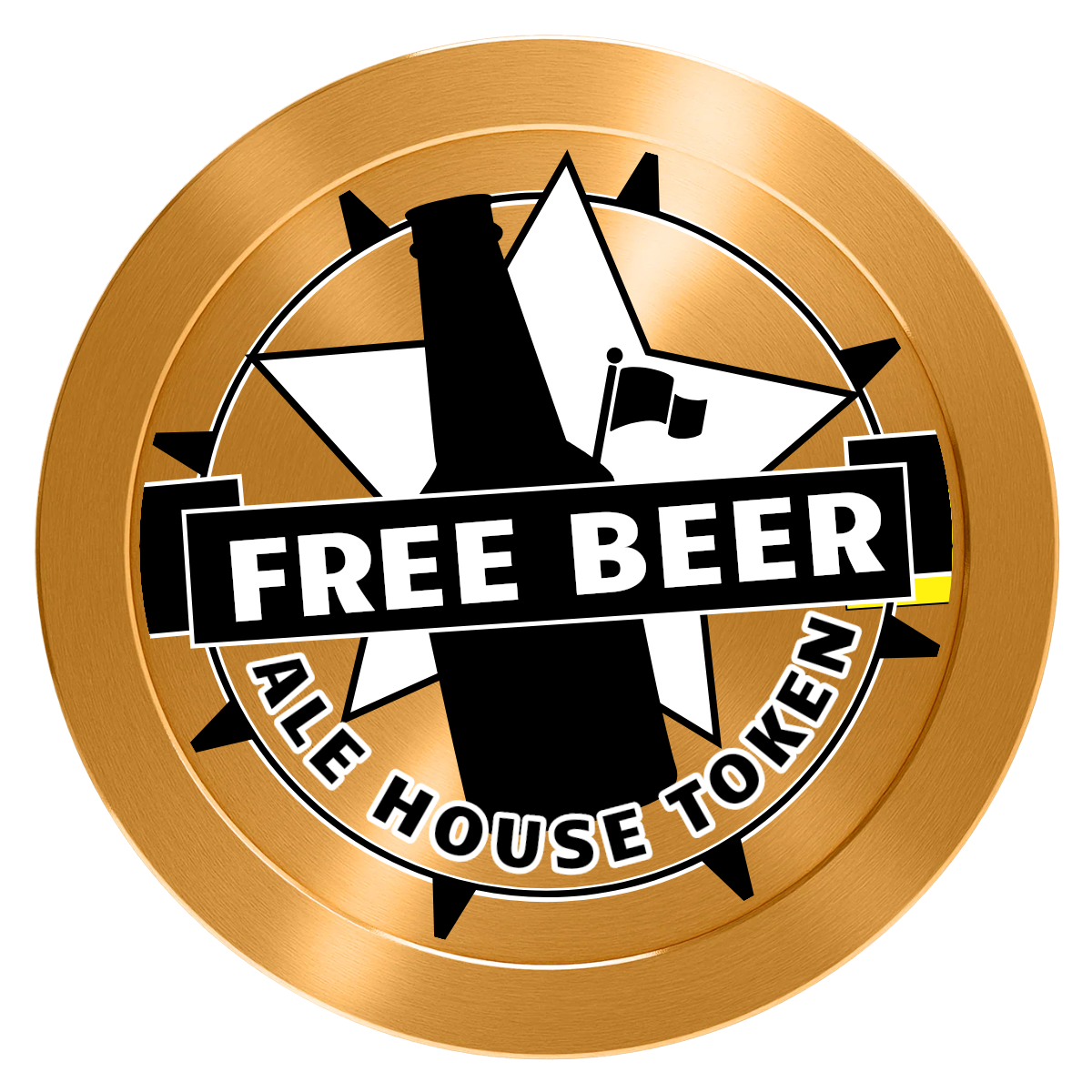 Free Beer Drink Aluminum Poker Chips - Gold - Front