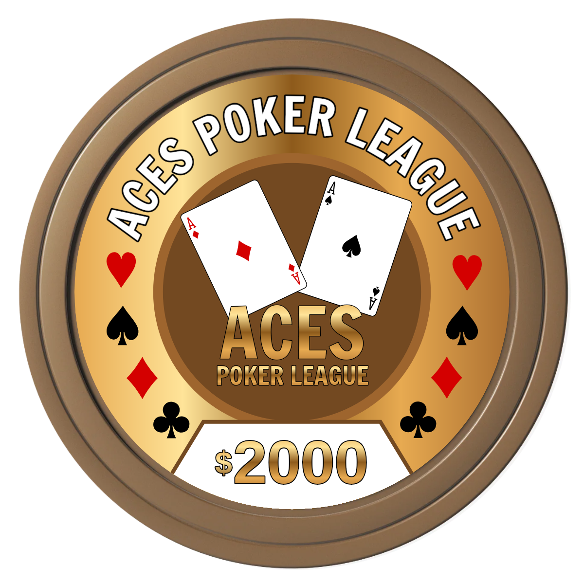 Aces Poker League Composite Poker Chips - Brown / Solid - Front
