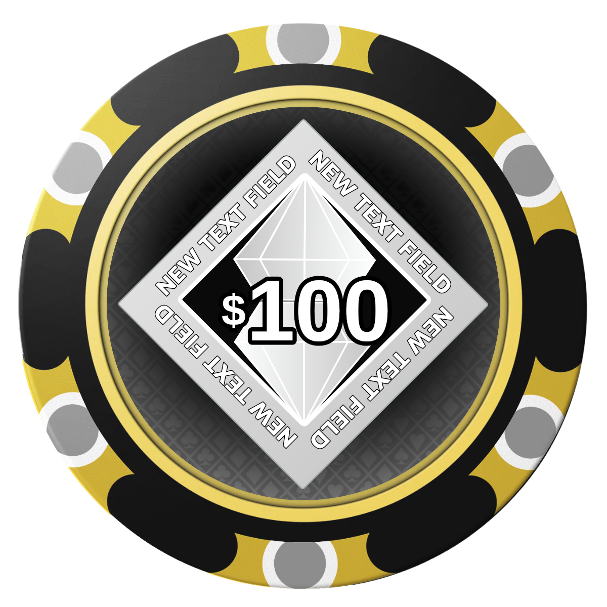 Diamond in the Rough Clay Poker Chips - Black / Monte Carlo / 40mm - Back