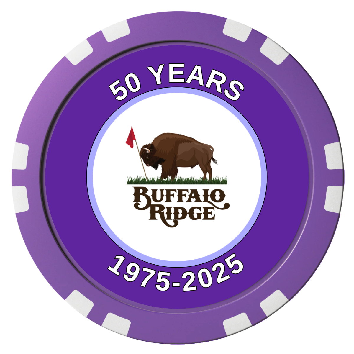 Branded Golf Pro Shop Composite Poker Chips - Purple / Double Stripe - Front