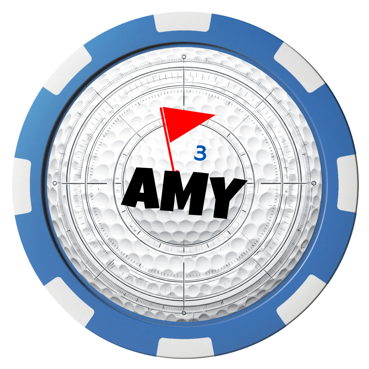 Ball Marcus Jr. Composite Poker Chips - Blue / 8 Spot - Front