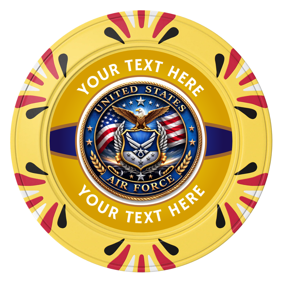 Air Force Clay Poker Chips - Yellow / Macau / 40mm - Front