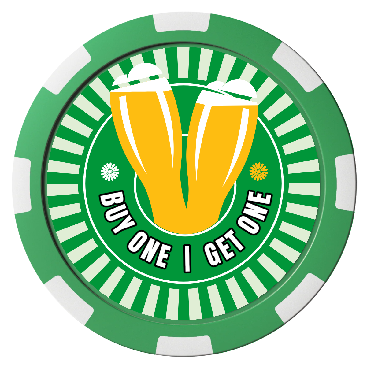Double Pint Magnetic Composite Poker Chips - Green / 8 Spot - Back