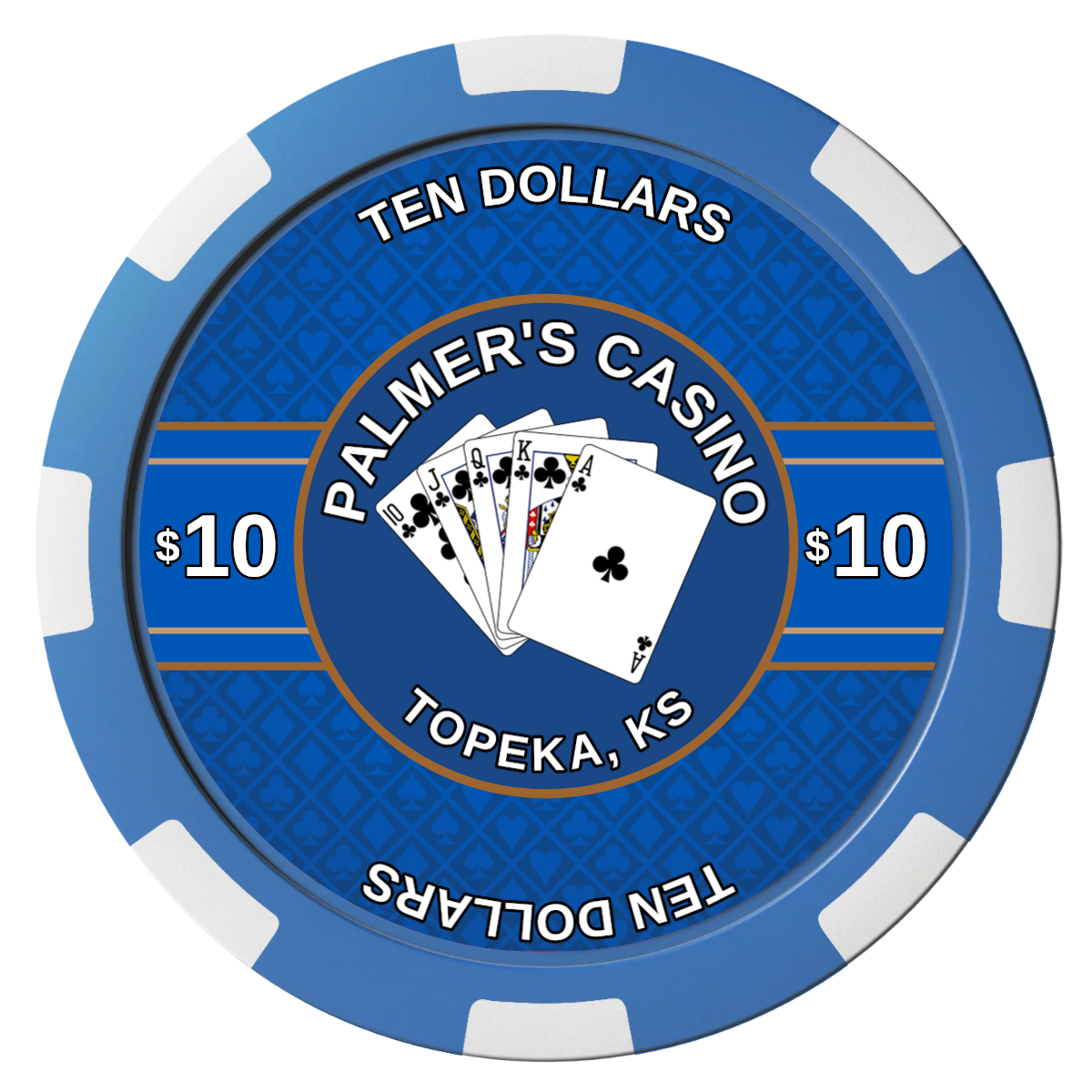 Palmer's Casino Composite Poker Chips - Blue / 8 Spot - Back
