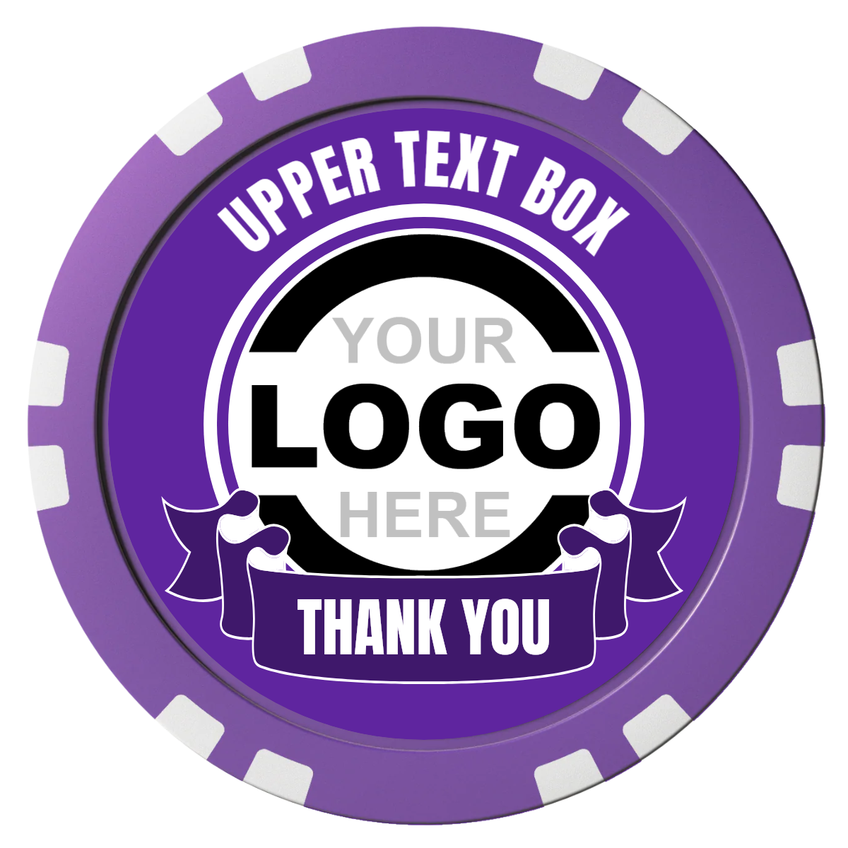 Lower Banner Composite Poker Chips - Purple / Double Stripe - Front
