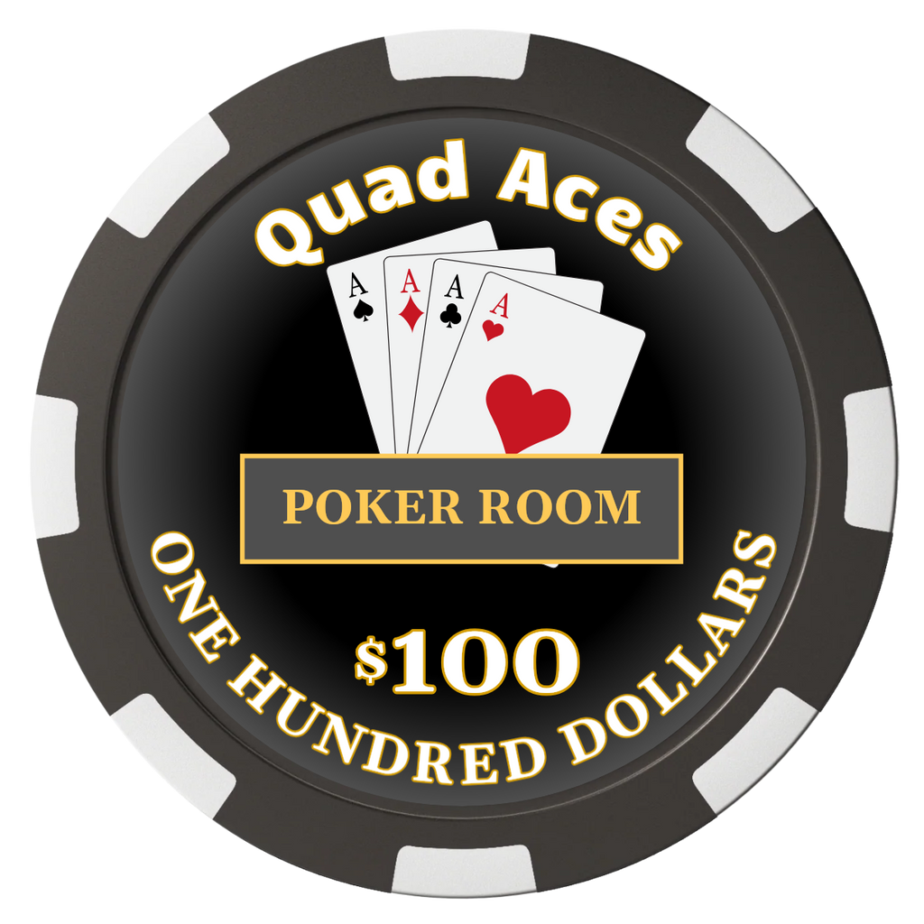 Quad Aces Magnetic Composite Poker Chips - Black / 8 Spot - Front