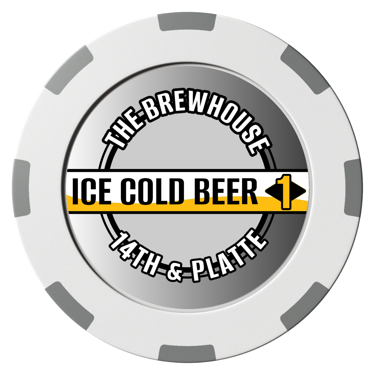 Ice Cold Beer Drink Token Clay Poker Chips - White / 8 Spot (2 Tone) / 40mm - Front