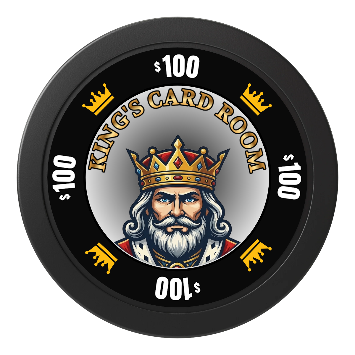 Kings 2" Oversized Poker Chips - Black - Front
