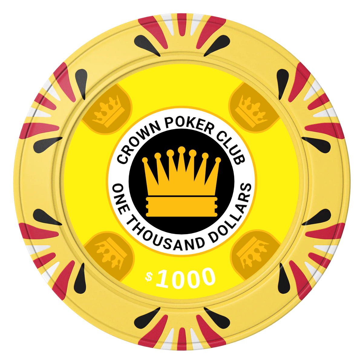 Crown Card Room Clay Poker Chips - Yellow / Macau / 40mm - Front
