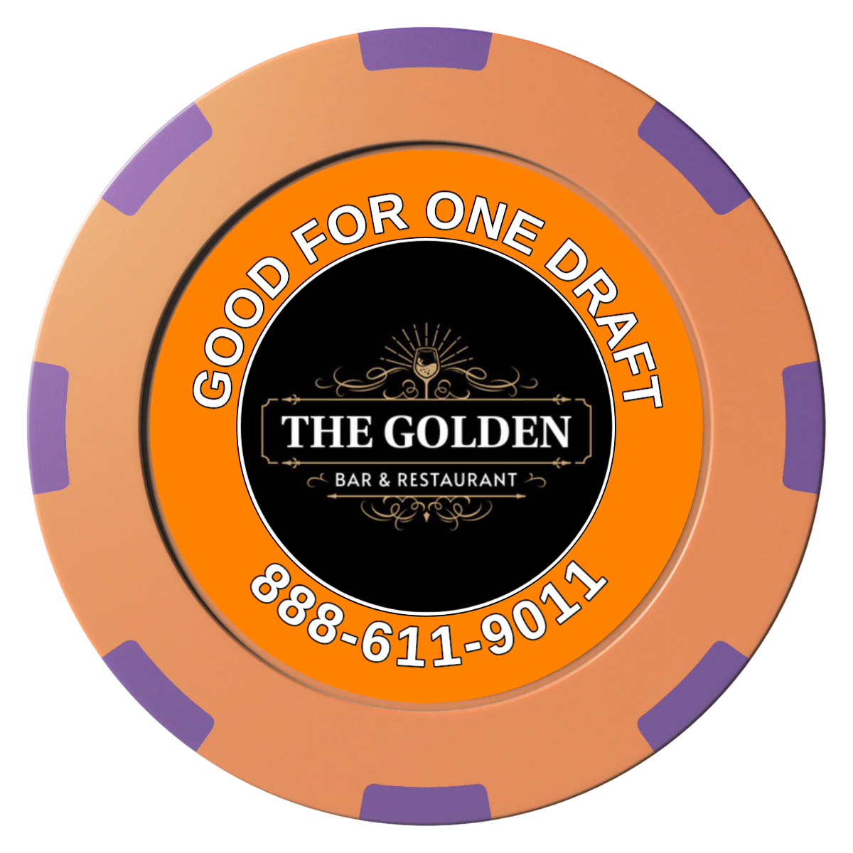 Branded Logo Bar Drink Token Clay Poker Chips - Orange / 8 Spot (2 Tone) / 40mm - Front