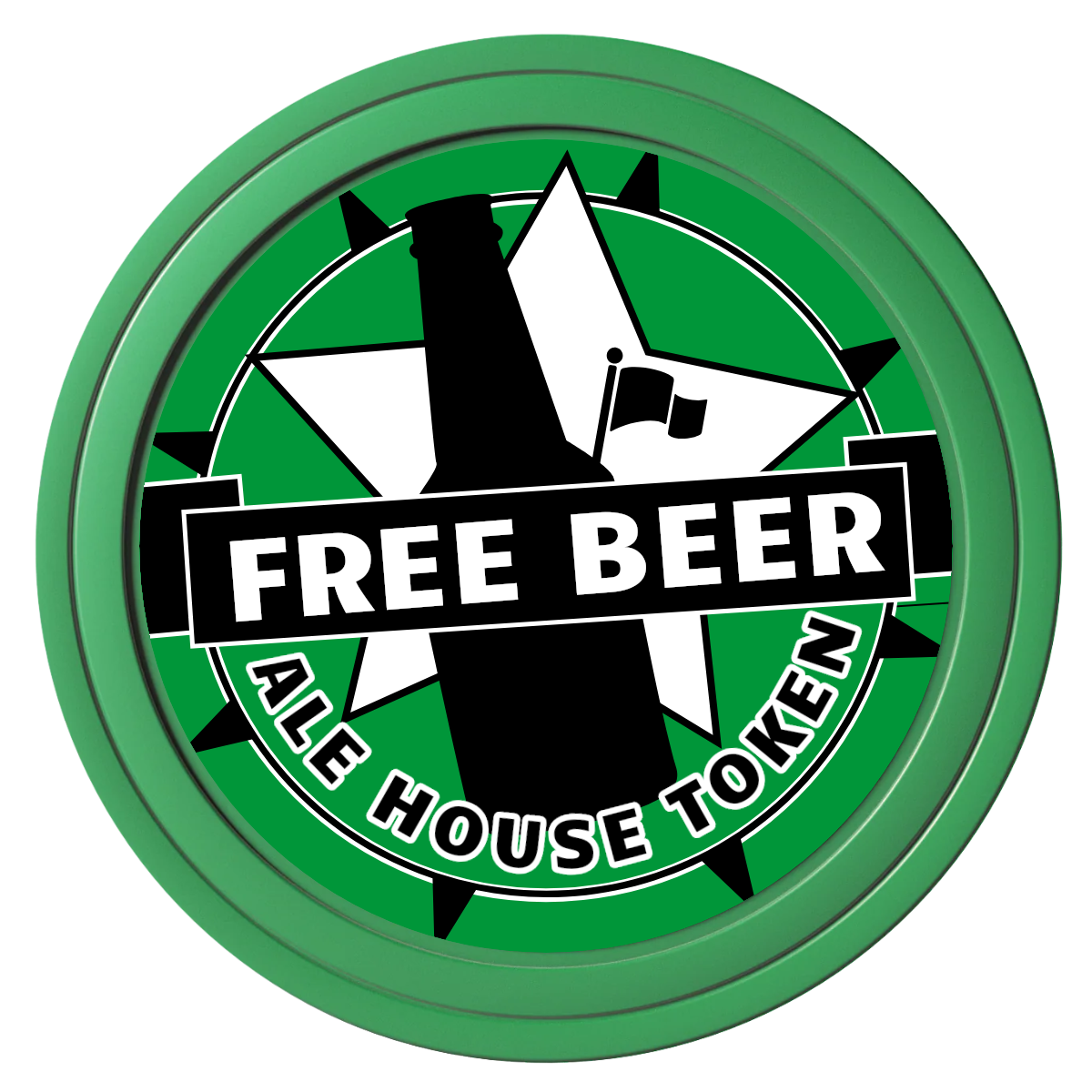 Free Beer Drink Composite Poker Chips - Green / Solid - Front