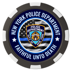 NYPD Safe and Fair Magnetic Composite Poker Chips - Black / 8 Spot - Front