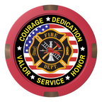 Firefighter Maltese Cross Composite & Metal Hybrid Poker Chips - Red - Back